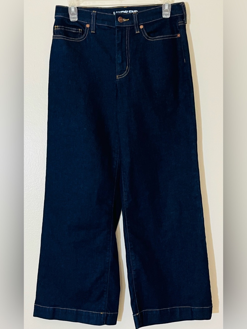 Lands' End Dark Blue Denim Wide Leg Jeans